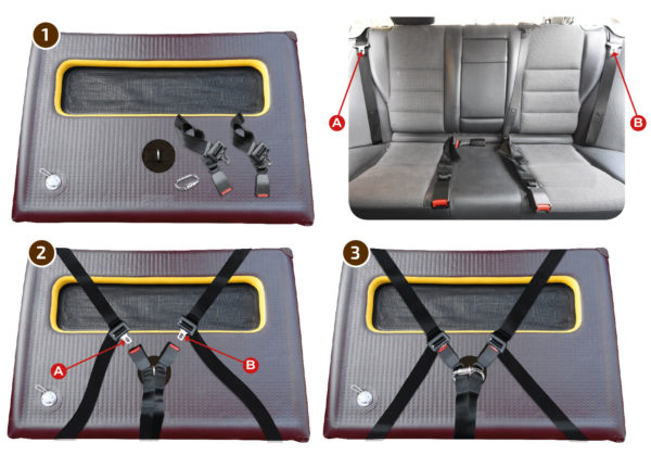 TAMI Backseat S / Low- Hunde Transportbox mit Airbagfunktion